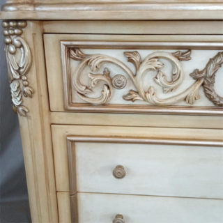 period bedside table with gilding, carving detail